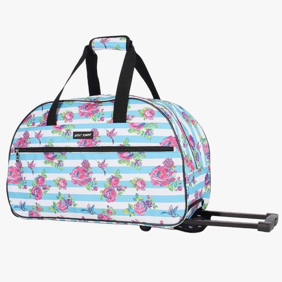 Betsey Johnson Designer Lightweight Carry On Duffel Bag Luggage w/Floral Pattern - Picture 1 of 12